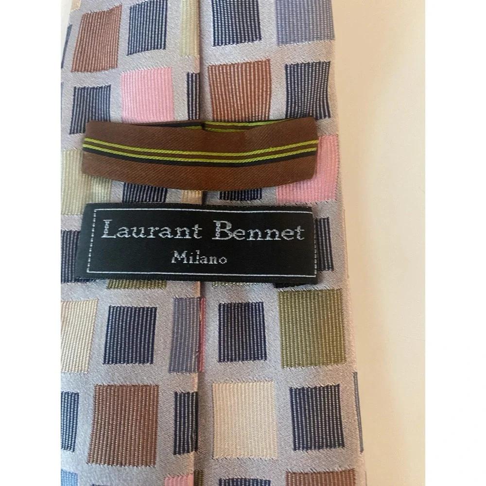 Laurant Bennet Milano  Tie Silver‎ Check